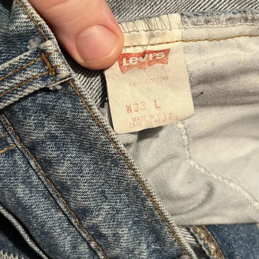 Vintage Levi's 550 Bermuda Shorts Mens 33 Denim Relaxed Fit Made USA Orange Tab
